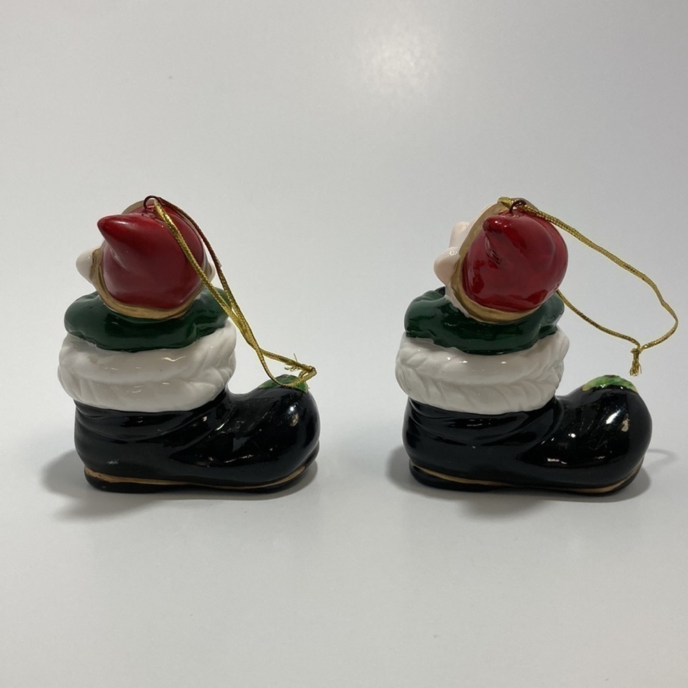 Elf Santa in a Boot Ceramic Ornament Vintage - Picture 5 of 8